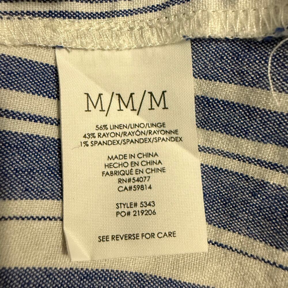 Cabi Style 5343 Blue White Short Sleeve Linen Blouse Size Medium - Picture 8 of 8